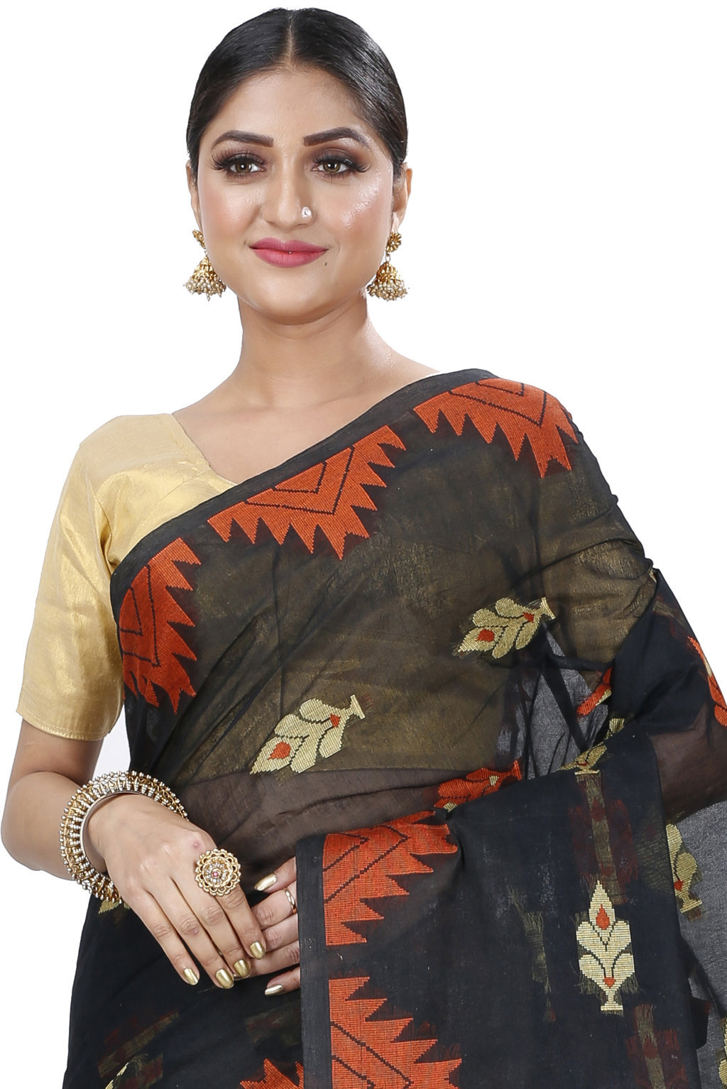 Black Pure Cotton Sidra Tant Saree (1035)